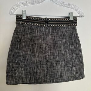 H&M Tweed Mini Skirt Women’s Size 6 | Black White Studded Zipper Waist